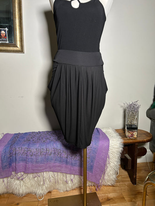 Black Double Drape Skirt