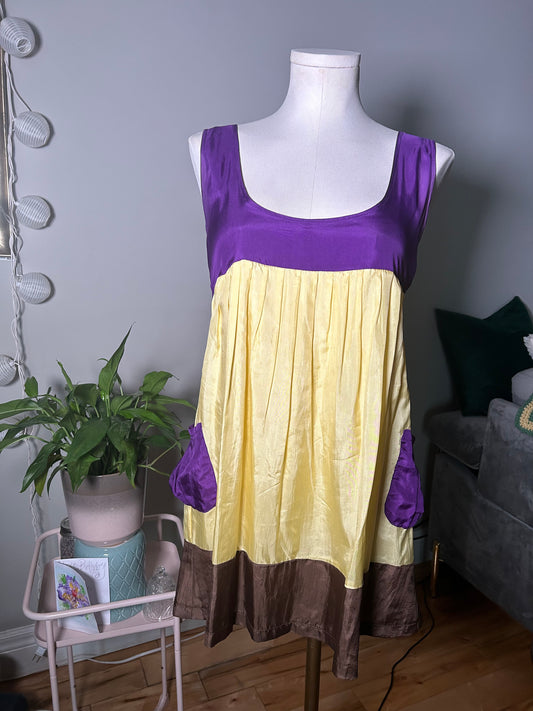 100% Silk Dress with Colour Blocking