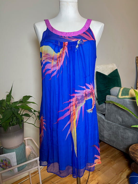 Silk Indigo Print Dress